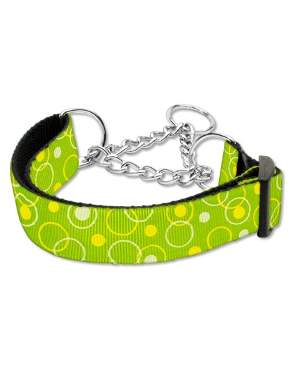 Retro Nylon Ribbon Collar Martingale Lime Green Large