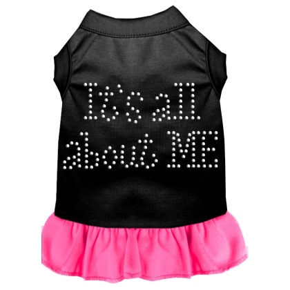 Rhinestone All About me Dress Black with Bright Pink Lg