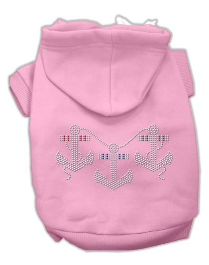 Rhinestone Anchors Hoodies Pink L