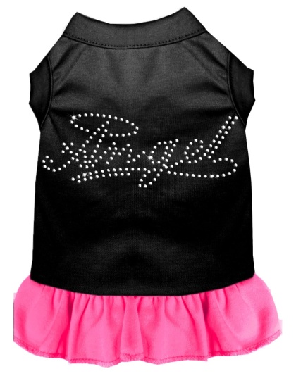 Rhinestone Angel Dress Black with Bright Pink Lg