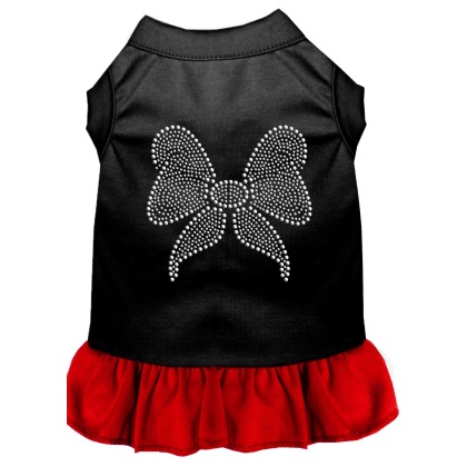 Rhinestone Bow Dresses Black with Red Lg