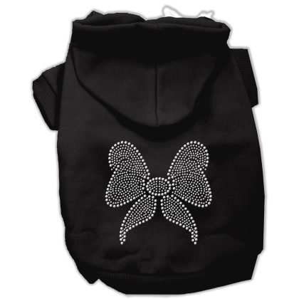 Rhinestone Bow Hoodies Black L