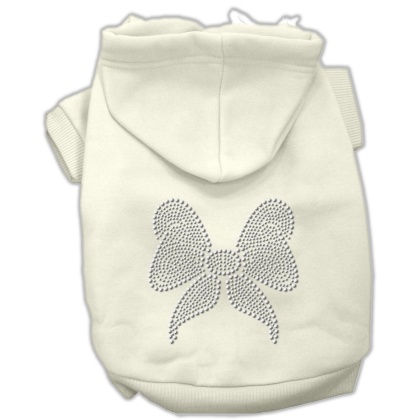 Rhinestone Bow Hoodies Cream L