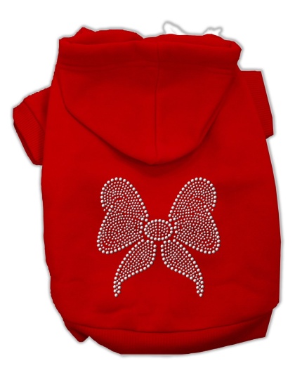 Rhinestone Bow Hoodies Red L