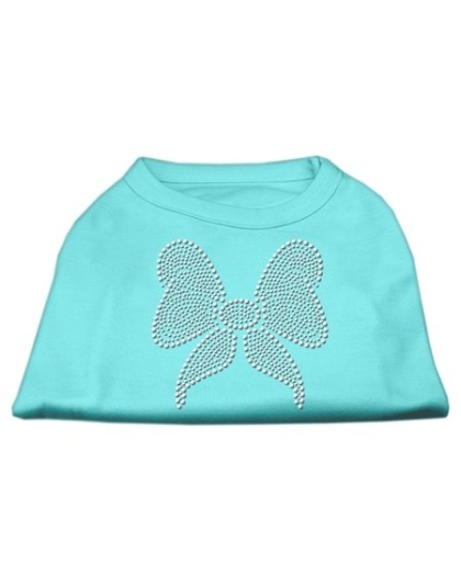 Rhinestone Bow Shirts Aqua L