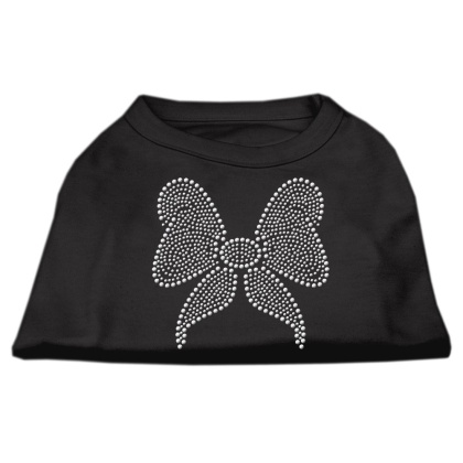 Rhinestone Bow Shirts Black L