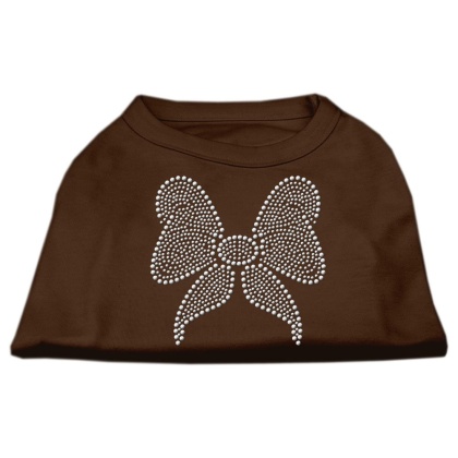 Rhinestone Bow Shirts Brown Lg