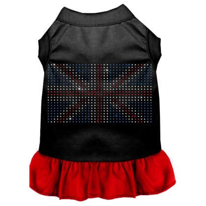 Rhinestone British Flag Dress Black with Red Lg