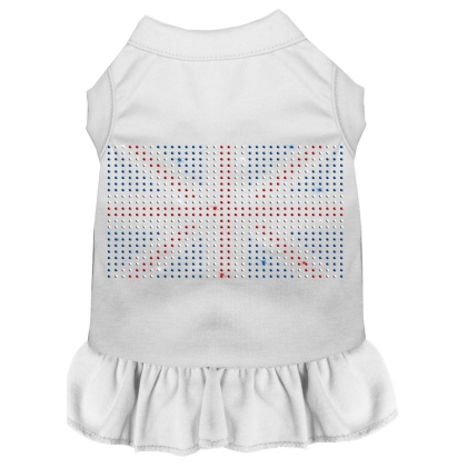 Rhinestone British Flag Dress White 4X