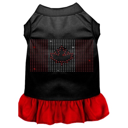 Rhinestone Canadian Flag Dress Black with Red Lg