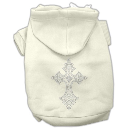 Rhinestone Cross Hoodies Cream L