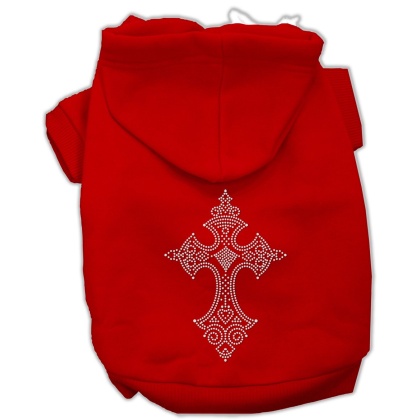 Rhinestone Cross Hoodies Red L