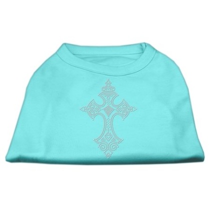 Rhinestone Cross Shirts Aqua L