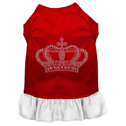 Rhinestone Crown Dress Red with White Lg