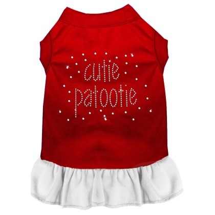 Rhinestone Cutie Patootie Dress Red with White Lg