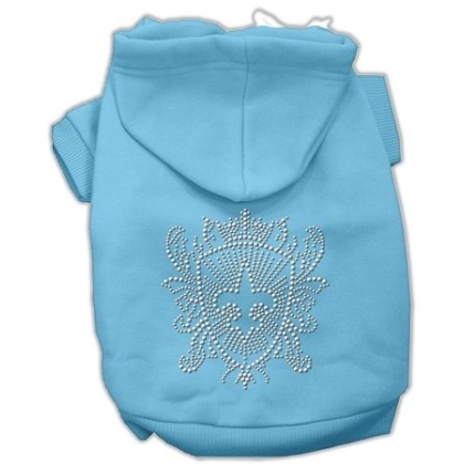 Rhinestone Fleur De Lis Shield Hoodies Baby Blue L