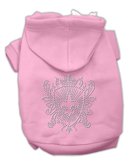 Rhinestone Fleur De Lis Shield Hoodies Pink L