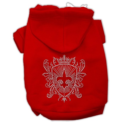 Rhinestone Fleur De Lis Shield Hoodies Red L