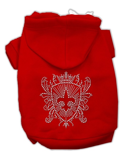 Rhinestone Fleur De Lis Shield Hoodies Red L