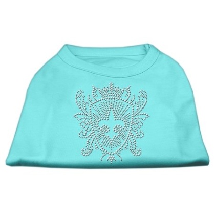 Rhinestone Fleur De Lis Shield Shirts Aqua L