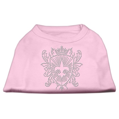 Rhinestone Fleur De Lis Shield Shirts Light Pink L