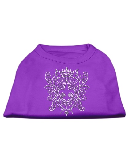 Rhinestone Fleur De Lis Shield Shirts Purple L