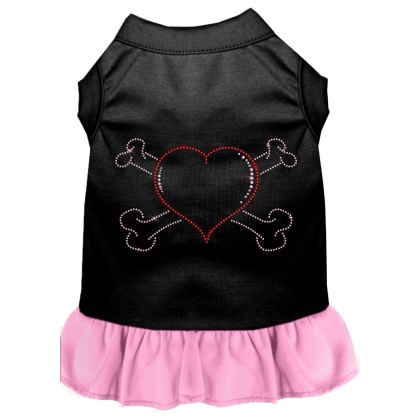 Rhinestone Heart and crossbones Dress Black with Light Pink Lg