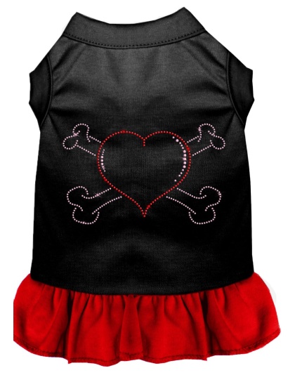 Rhinestone Heart and crossbones Dress Black with Red Lg