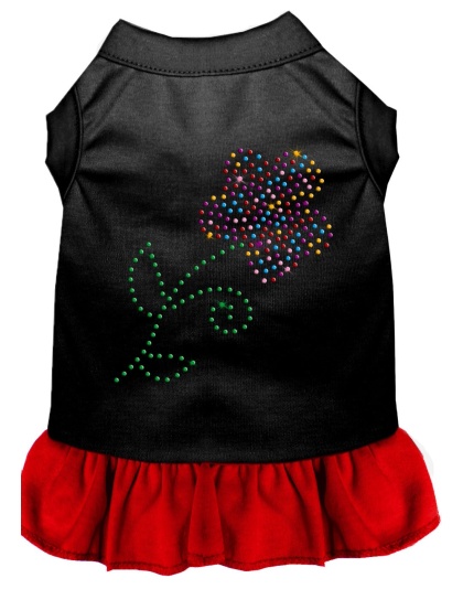 Rhinestone Multi Flower Dress Black with Red Lg