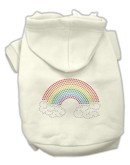 Rhinestone Rainbow Hoodies Cream L