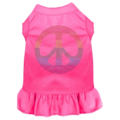 Rhinestone Rainbow Peace Dress Bright Pink 4X