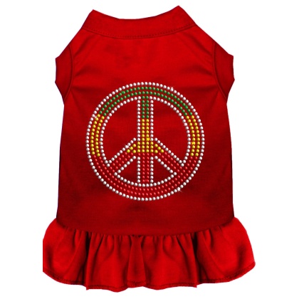 Rhinestone Rasta Peace Dress Red 4X