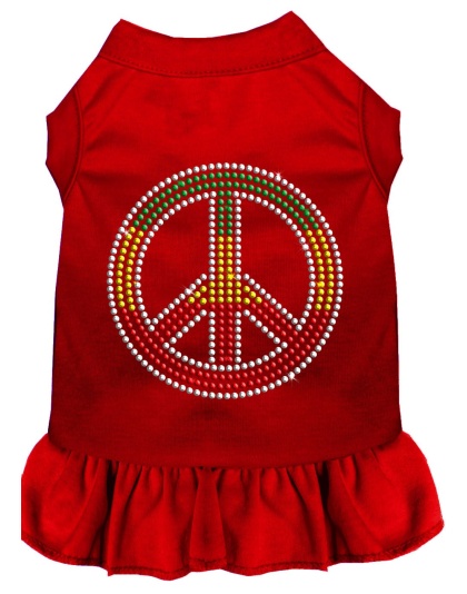 Rhinestone Rasta Peace Dress Red 4X