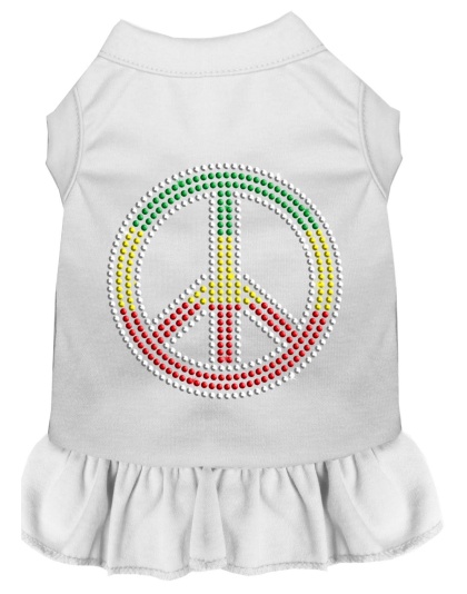 Rhinestone Rasta Peace Dress White 4X