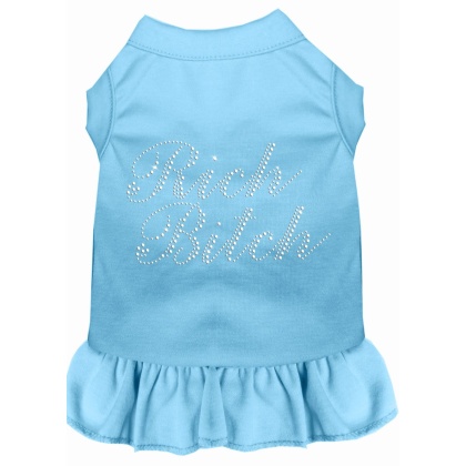 Rhinestone Rich Bitch Dress Baby Blue 4X