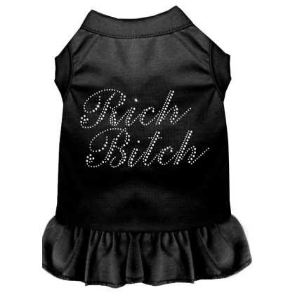 Rhinestone Rich Bitch Dress Black 4X