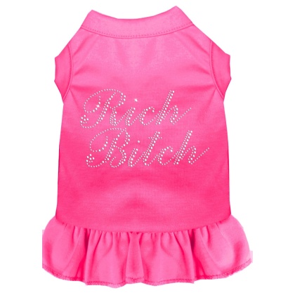 Rhinestone Rich Bitch Dress Bright Pink 4X