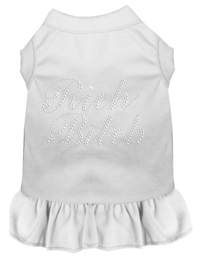 Rhinestone Rich Bitch Dress White 4X