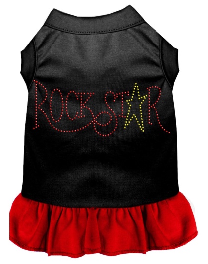 Rhinestone RockStar Dress Black with Red Lg