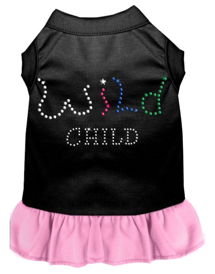 Rhinestone Wild Child Dress Black with Light Pink Lg