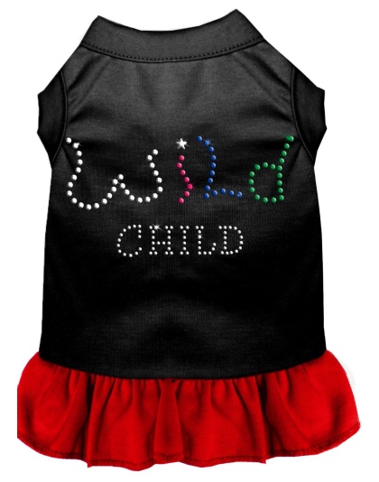 Rhinestone Wild Child Dress Black with Red Lg