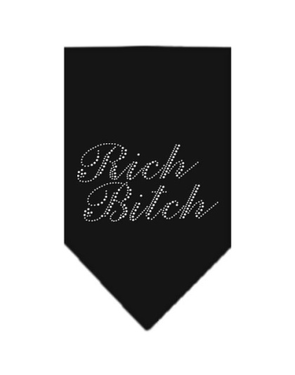 Rich Bitch Rhinestone Bandana Black Large