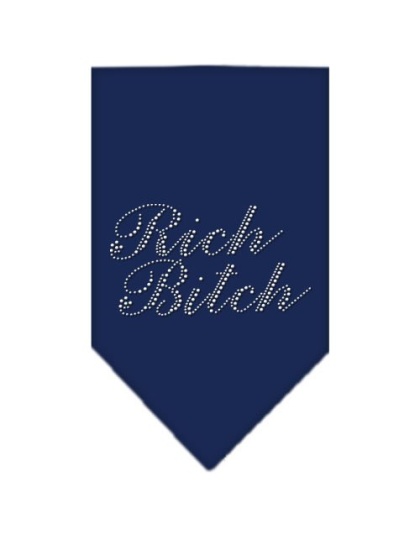 Rich Bitch Rhinestone Bandana Navy Blue large