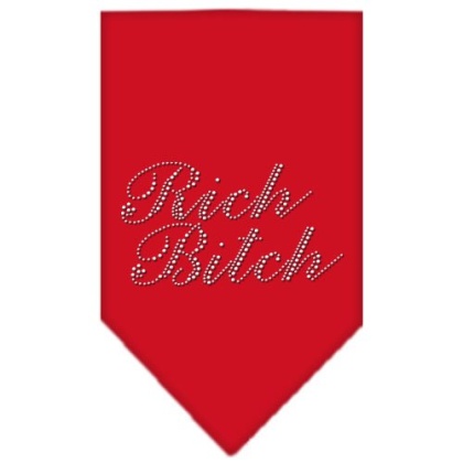 Rich Bitch Rhinestone Bandana Red Large