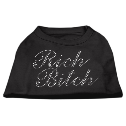 Rich Bitch Rhinestone Shirts Black L