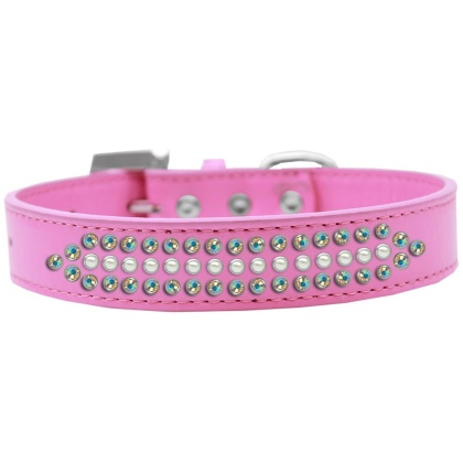 Ritz Pearl and AB Crystal Dog Collar Bright Pink Size 12