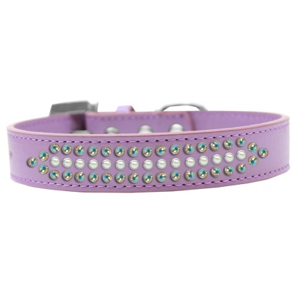 Ritz Pearl and AB Crystal Dog Collar Lavender Size 12