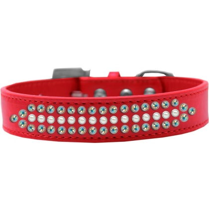 Ritz Pearl and AB Crystal Dog Collar Red Size 12
