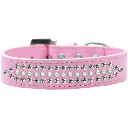 Ritz Pearl and Clear Crystal Dog Collar Light Pink Size 12