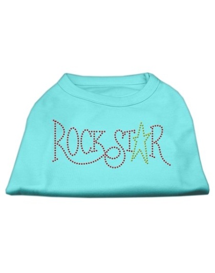 RockStar Rhinestone Shirts Aqua L